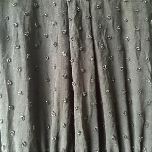 Monteau Ruffle Faux Wrap Midi Dress Flutter Sleeves Black Swiss Dot S - Picture 9 of 10